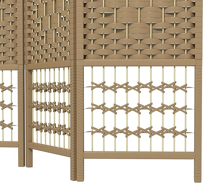 NicBex Room Divider 4 Panel Room Dividers with Woven Paper Design Partition Room Dividers and Folding Privacy Screens 5.6 FT Wall Divider for Office, Room Separation,63.6" W x 0.5" D x 67" H, Natural-DeskLoop Office