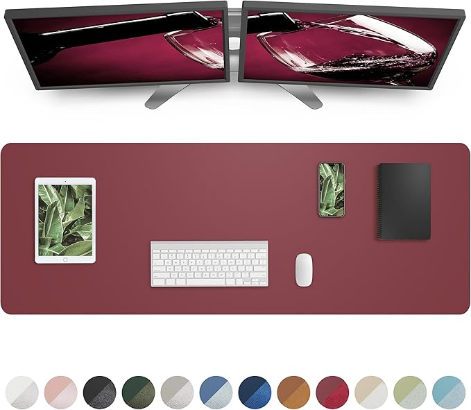 Leather Desk Pad Protector, Mouse Pad, Office Desk Mat, Non-Slip PU Leather by AFIING