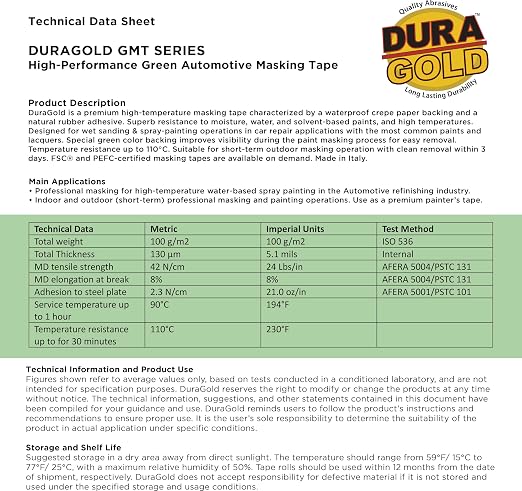 Dura-Gold Green Automotive Masking Tape 1 Inch, Case of 36 Rolls - Image 6