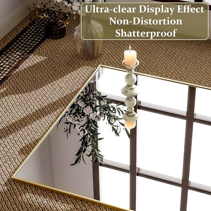 GLSLAND 71"x31" Full Length Mirror Extra Large Hanging or Leaning Rectangle Mirror Aluminum Alloy Thin Frame Bedroom Floor Dressing,Gold-DeskLoop Office