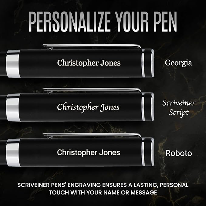 Scriveiner Personalized Luxury EDC Fountain Pen, Stunning Matt Black Pocket Pen - Image 2