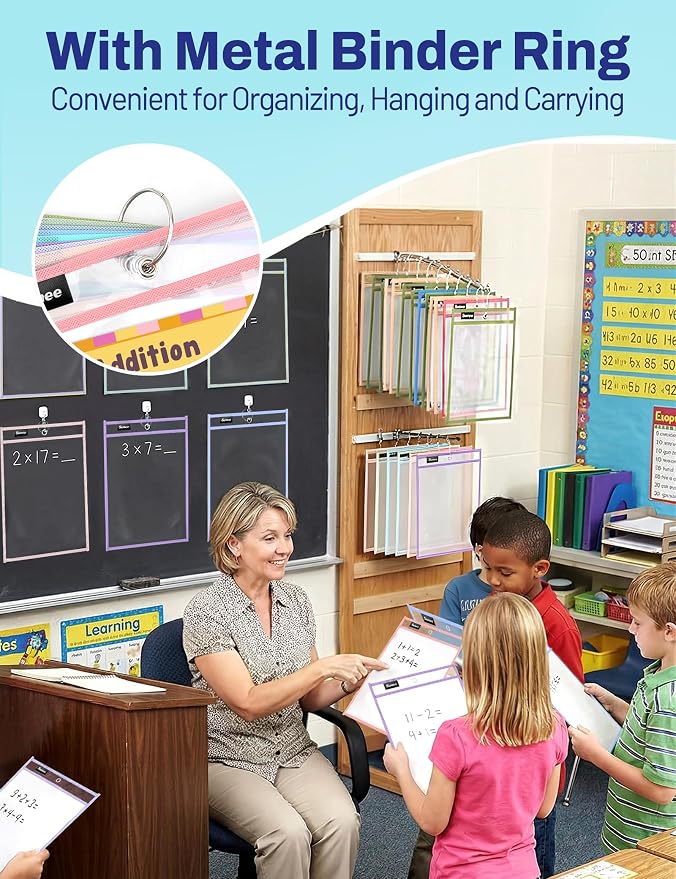 SUNEE 35 Packs Oversized Reusable Dry Erase Pocket Sleeves - Image 6