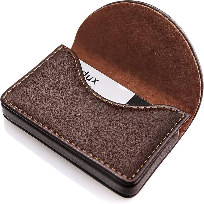 Cofee Leather Business Card Holder Case - Image 4