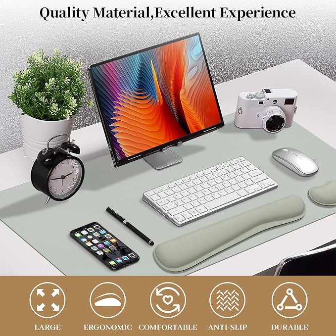 Mouse and Keyboard Pad, 3-in-1 Desk Mat Set, Wrist Rest - Image 2