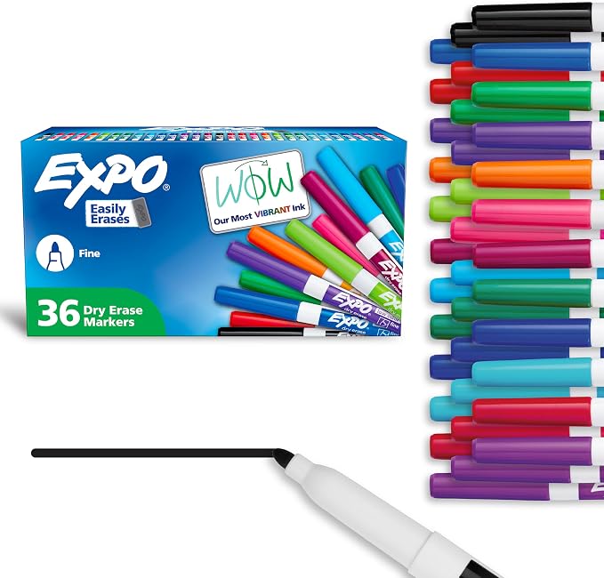 EXPO Dry Erase Markers, Low Odor Ink, Fine Tip, Organization, Essential Supplies by Unknown