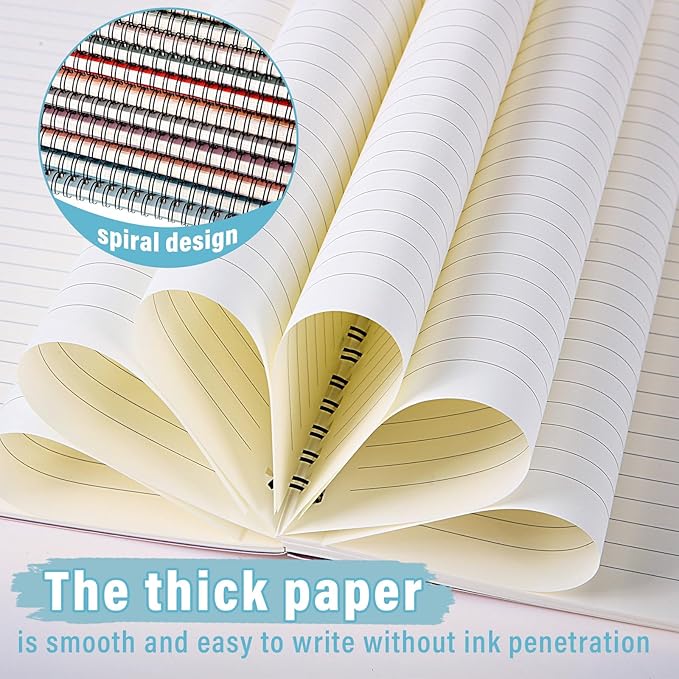 Fuutreo 12 Pcs Spiral Notebook for Work A5 8.3 x 5.7 Inch College Ruled Spiral Journal Notebook Kraft Cover Ruled Paper, 12 Color, 60 Sheets, 120 Pages for Office School(Vintage Color)-DeskLoop Office