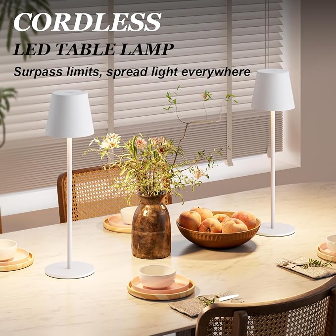 Kakanuo White Cordless Table Lamp Rechargeable - Image 3