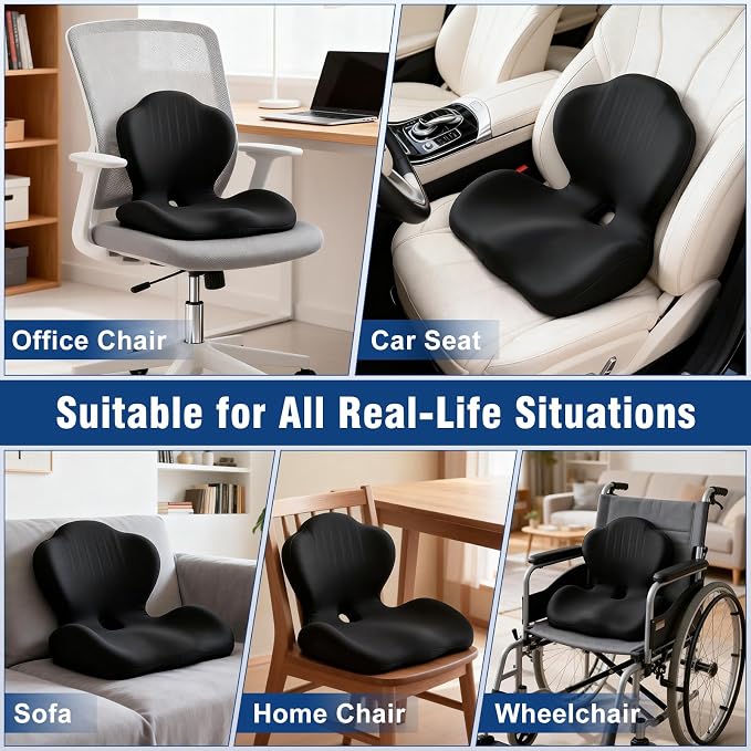 Car Seat Cushion with Lumbar Support Pillow, Memory Foam Office Chair Cushion - Image 7