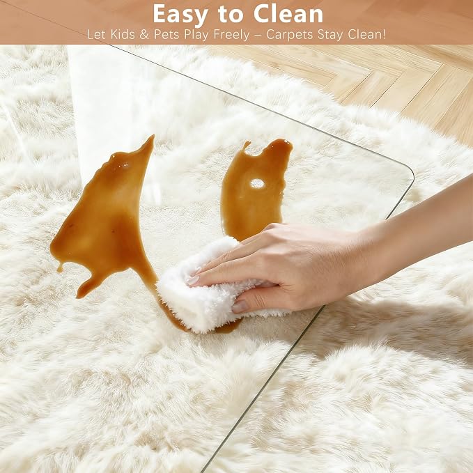 Tempered Glass Chair Mat for Carpet & Hard Floor, Non-Slip Pads, Rounded - Image 8