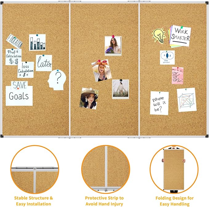XBoard Large Cork Bulletin Board 72 x 48 Inch, Home & Office Wall Display and - Image 4