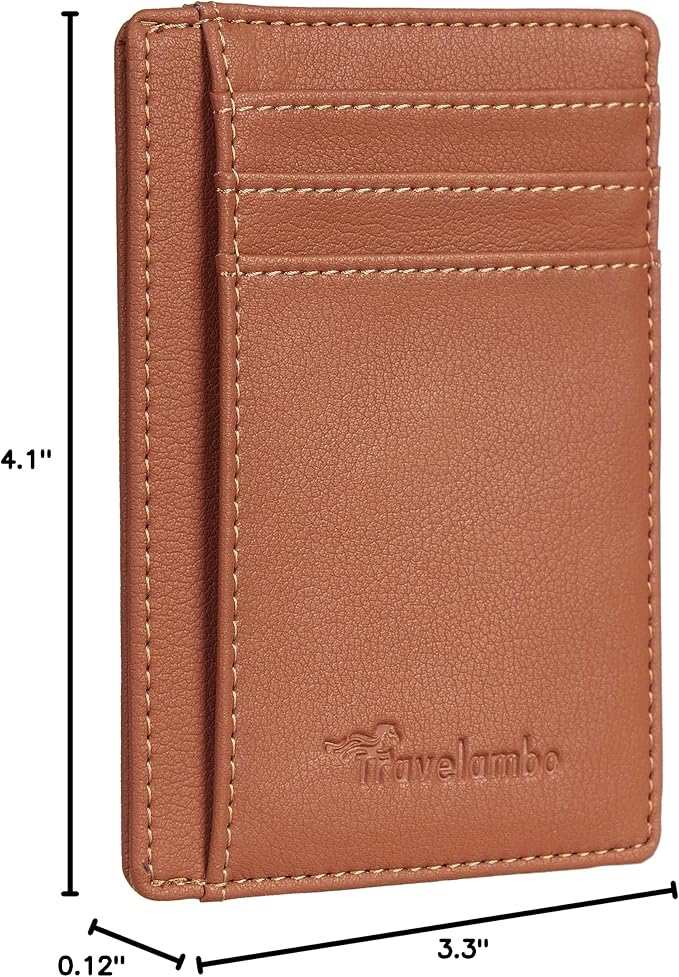 Travelambo Front Pocket Minimalist Leather Slim Wallet RFID Blocking Medium Size - Image 8