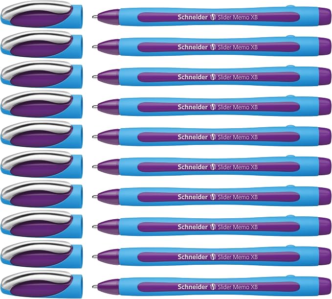 Schneider Slider Memo XB Ballpoint Pen, 1.4 mm, Light Blue Barrel, Violet Ink by Schneider