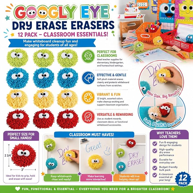 Fun Express Googly Eye Dry Erase Erasers - Image 3