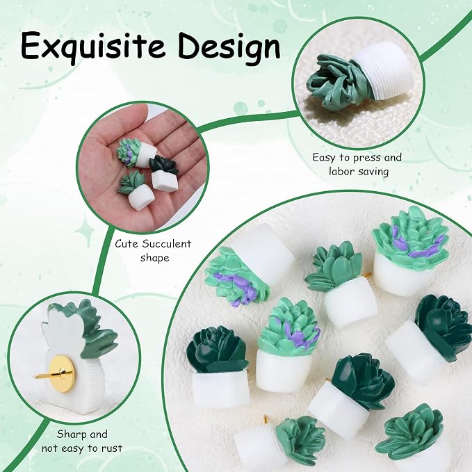 20 Pieces Push Pins Succulent Plants Floret Thumbtacks - Image 3