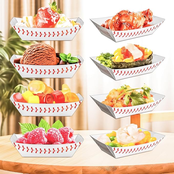 200 Pack 1/4Lb Paper Food Boat Trays, Baseball Birthday Decorations Baseball - Image 7