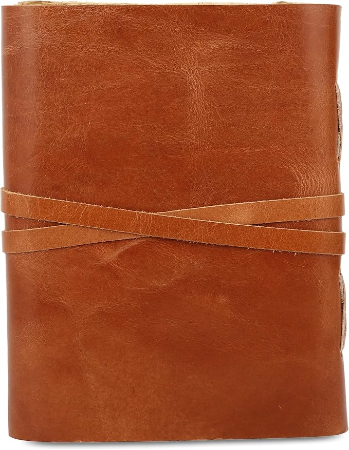 Leather Journal with Deckle Edge Paper 8x6 inch and Vintage Key | Handmade - Image 5