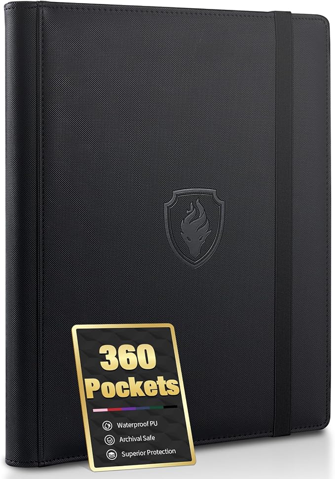 Premium 9 Pocket Card Binder for 360 Cards, Fabmaker PU Cover Trading Card by Fabmaker