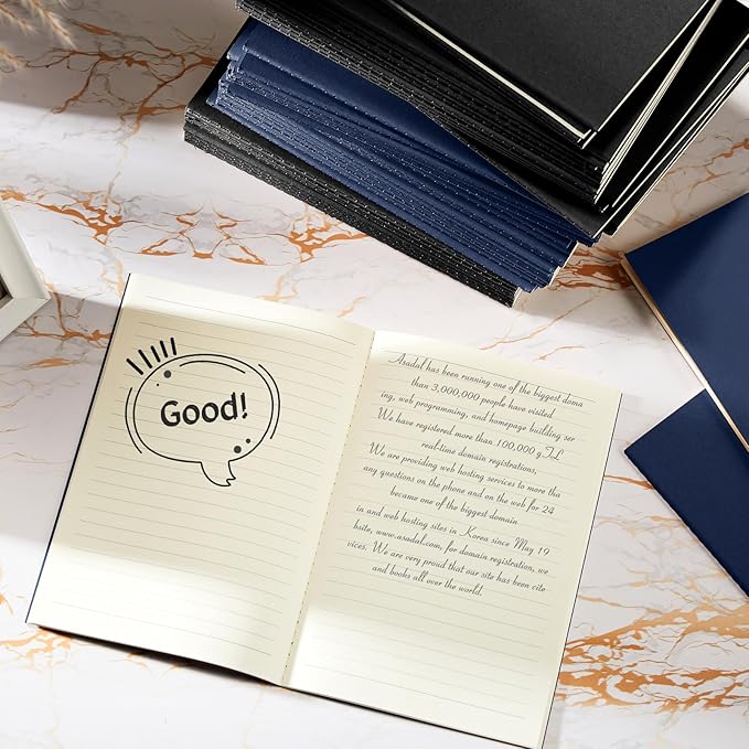 Mimorou 100 Pcs Kraft Notebook Journals 5.5 Inch x 8.3 Inch A5 Softcover Notebooks Bulk for Writing Sketch Office Notepad with 60 Pages 30 Sheets(Black, Navy,Lined)-DeskLoop Office