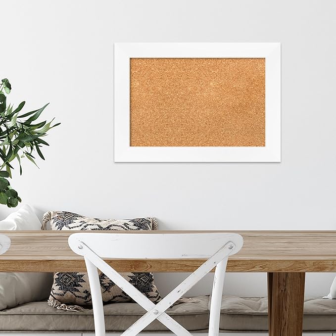 Amanti Art Natural Cork Board for Wall, 15x21 Vision Board with White Frame, Small Corkboard Office Decor for Home Organization, Modern Corkboard Pinboard to Display Items for Home Organization in-DeskLoop Office