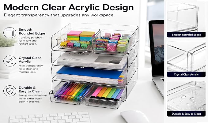 DCA 4 Tier Acrylic Desk Organizer - Image 5