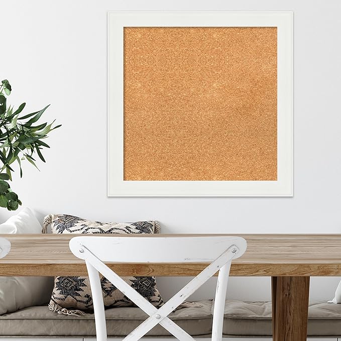 Amanti Art Natural Cork Board for Wall, 23x23 Vision Board with White Frame, Medium Corkboard Office Decor for Home Organization, Casual Corkboard Pinboard to Display Items for Home Organization in-DeskLoop Office