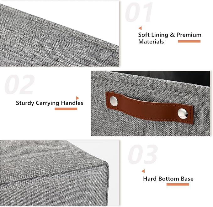 DULLEMELO Large Storage Baskets, 3 Pack Foldable Storage Baskets Bins for Colthes Organizer, Fabric Storage Organizer Baskets for Shelves Closet Nursery Toy Storage(Gray)-DeskLoop Office