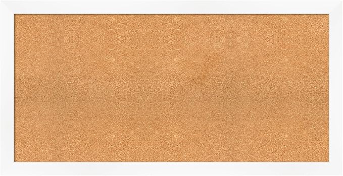 Amanti Art Natural Cork Board for Wall, 25x49 Vision Board with White Frame, Oversize Corkboard Office Decor for Home Organization, Modern Corkboard Pinboard to Display Items for Home Organization in-DeskLoop Office