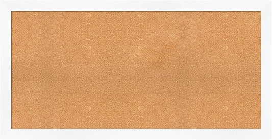Amanti Art Natural Cork Board for Wall, 25x49 Vision Board with White Frame, Oversize Corkboard Office Decor for Home Organization, Modern Corkboard Pinboard to Display Items for Home Organization in-DeskLoop Office