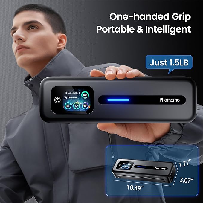 Phomemo Upgraded Portable Printer with Touchscreen, M832D Bluetooth Wireless Thermal Inkless Printer, Supports 8.5"x11" US Letter & A4, Compatible with iOS, Android, PC for Travel, Black-DeskLoop Office