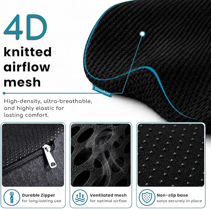 SitCushion Car Seat Cushion for Long Driving – X Large Memory Foam Seat Cushion - Image 3