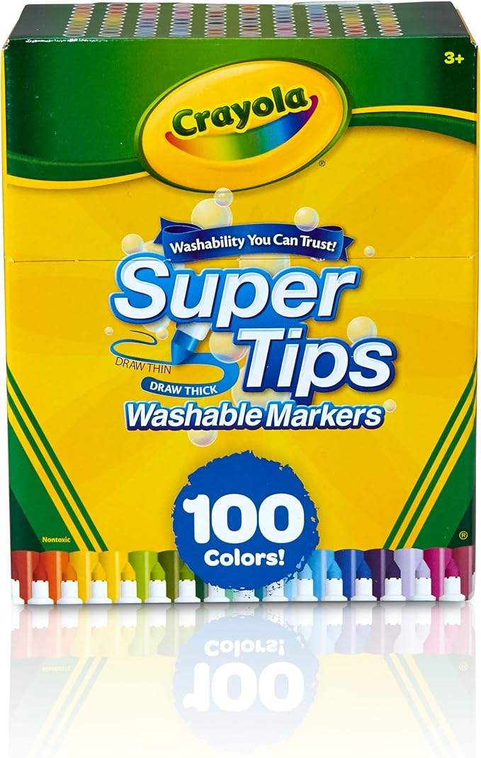 Crayola Super Tips Marker Set, Fine Point Washable Markers, Teacher Must Haves by Crayola