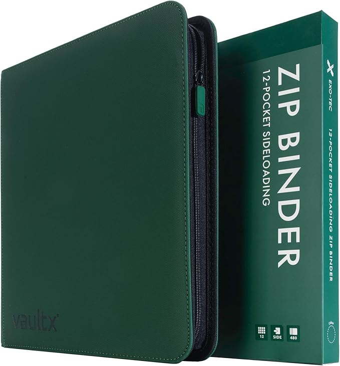 Vault X 12 Pocket Zip Binder, 480 Cards, Exo-Tec Material, 20 Side-Loading Pages by VaultX