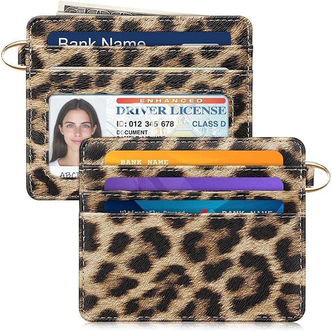 Slim Credit Card Holder Cheetah Print Wallet Women Thin Wallets RFID Blocking by Simikol