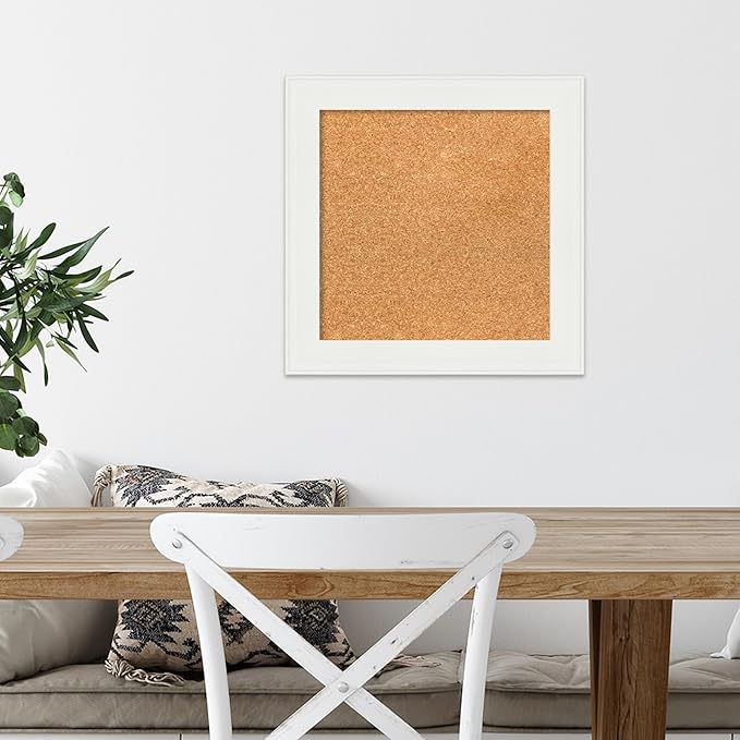 Amanti Art Natural Cork Board for Wall, 17x17 Vision Board with White Frame, Small Corkboard Office Decor for Home Organization, Casual Corkboard Pinboard to Display Items for Home Organization in-DeskLoop Office
