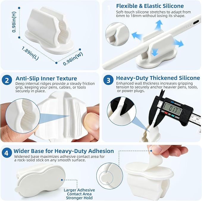 Biottro 12PCS Adhesive Pen Holder Pencil Holder - Image 5