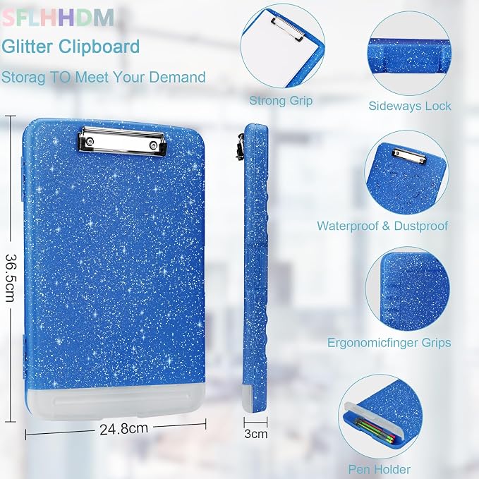 Glitter Clipboard with Storage, Storage Clipboard with Pen Holder, A4 Binder - Image 3