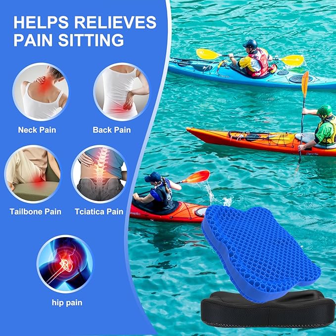 Thicken 19.7in Seat Cushion, Gel Seat Cushion for Long Sitting–Office Chair, Wheelchair, Car Pad, Large Cooling Support Pad for Back Pain, Sciatica, Tailbone Pain Relief-DeskLoop Office