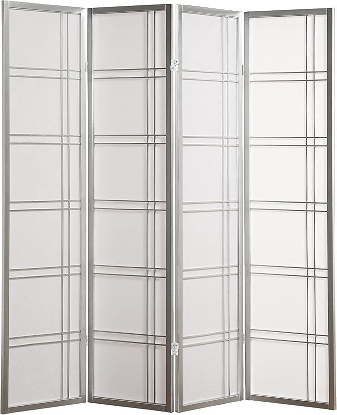 NicBex Room Divider 4 Panel Room Dividers with Paper-Looking Partition Room Dividers and Folding Privacy Screens Wall Divider for Home, Office, Room Separation,72" W x 1" D x 70" H, Silver-DeskLoop Office
