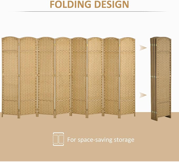 HOMCOM Room Divider, 8 Panel Folding Privacy Screen, 5.6' Tall Freestanding - Image 4