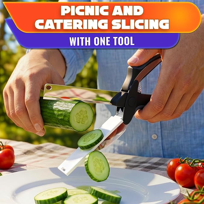 2 in 1 Kitchen Scissors for Food – Stainless Steel 9.5" Tomato Knife Chops - Image 7