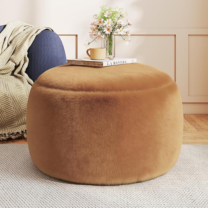 Gericco Round Pouf Ottoman Foot Rest, 29 X 18Inch Floor Poufs Footstool by Gericco