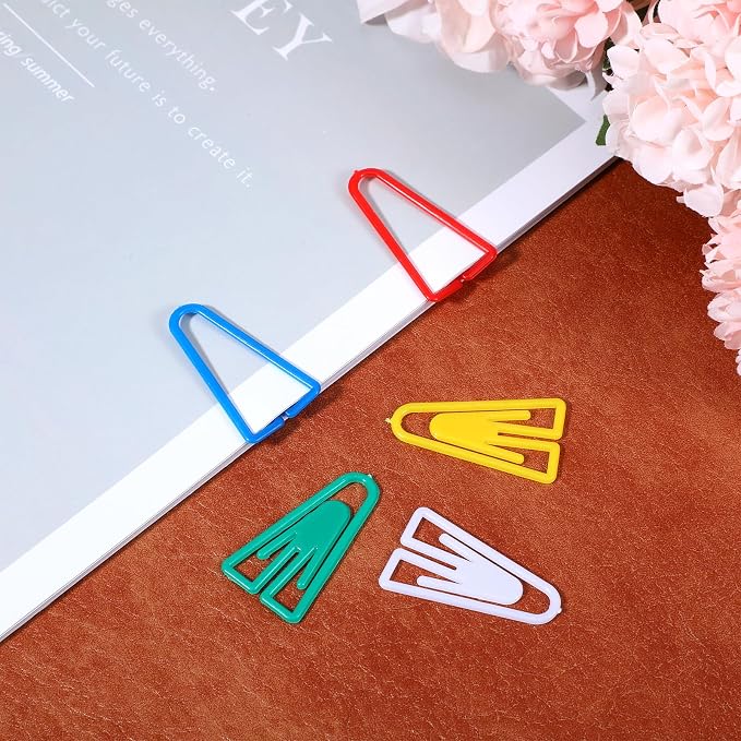 50Pcs Plastic Paper Clips Long Mixed Color Triangle Clips Bookmarks Smooth - Image 3