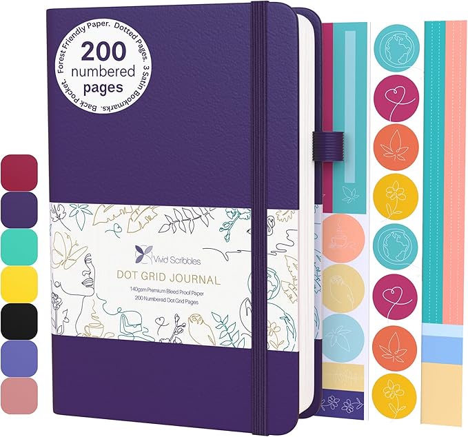 Dotted Journal – 140gsm Bleed Proof Thick White Paper – 200 Numbered Dot Grid Pages – 5.8 x 8.3 inch Bullet Dotted Notebook-DeskLoop Office