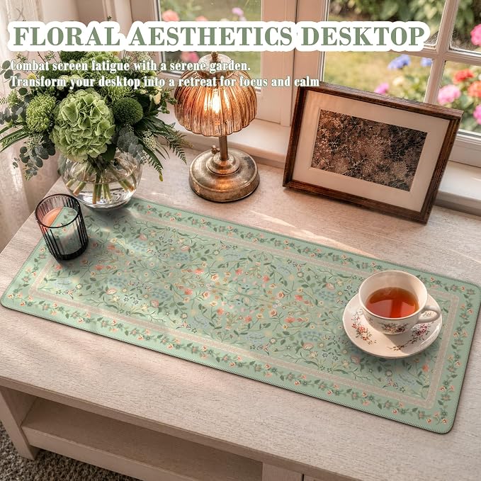 iCasso Aesthetic Floral Desk Mat, L Mouse Pads, Anti-Slip Mousepad - Image 6