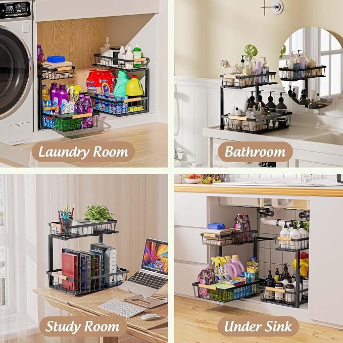 Dihmpor Under Sink Organizer and Storage, Slide Out Under Cabinet Storage Pull - Image 8