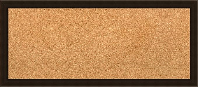 Amanti Art Natural Cork Board for Wall, 14x32 Vision Board with Brown Wood Frame, Medium Corkboard Office Decor for Home Organization, Rustic Farmhouse Corkboard Pinboard to display items for home-DeskLoop Office