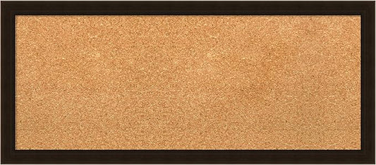 Amanti Art Natural Cork Board for Wall, 14x32 Vision Board with Brown Wood Frame, Medium Corkboard Office Decor for Home Organization, Rustic Farmhouse Corkboard Pinboard to display items for home-DeskLoop Office