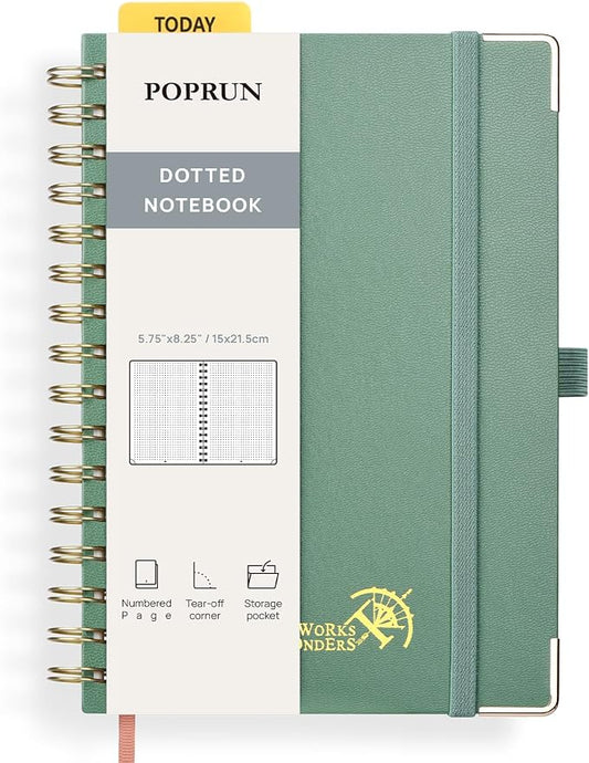 POPRUN Spiral Dotted Journal Notebook, by POPRUN