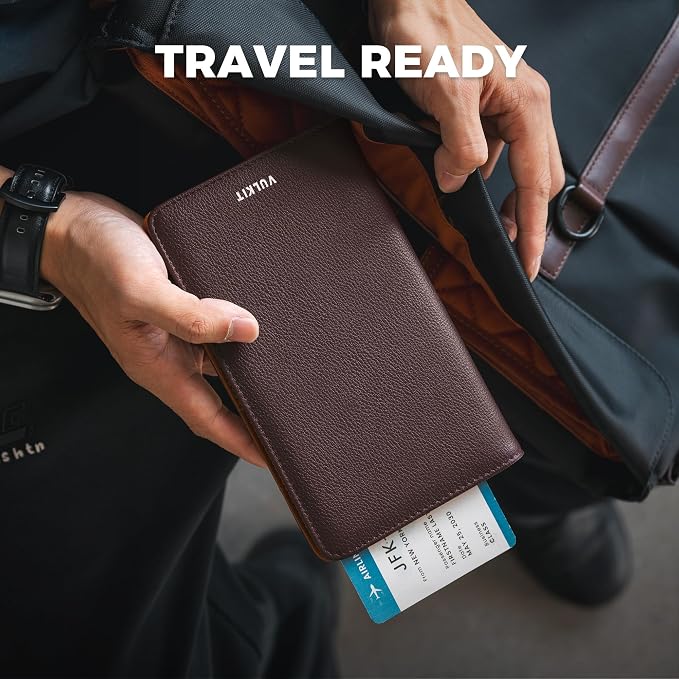 VULKIT Passport Holder Wallet RFID Blocking Travel Wallet - Image 5