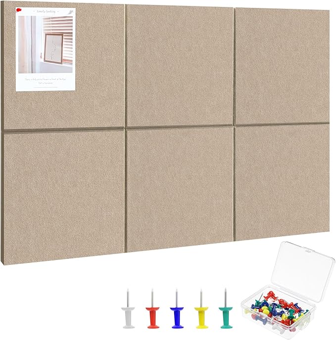 Large Cork Board 36" x 24", 6 Pack Felt Bulletin Board by Thboxes